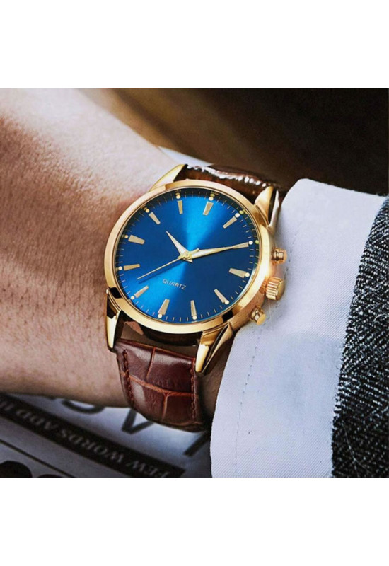 Ceas Barbatesc Elegant Maro/Albastru