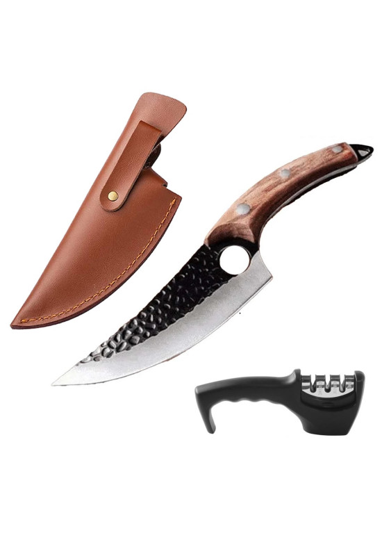 Set Cutit pentru drumetii, Teaca inclusa (29 CM) + Ascutitor de Cutite cu 3 pozitii